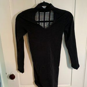 Mock Neck Scoop Dress (Black, small)